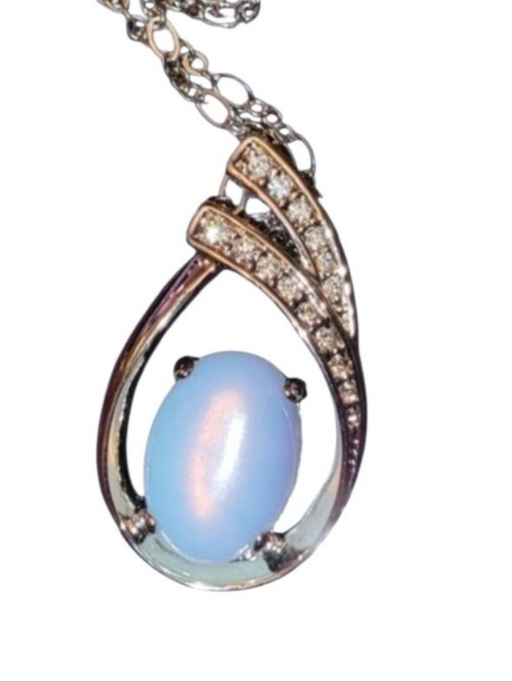 Moonstone Teardrop Silver Pendant Necklace